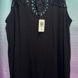 NWT Torrid 2X Black Crochet Back Tank Top
